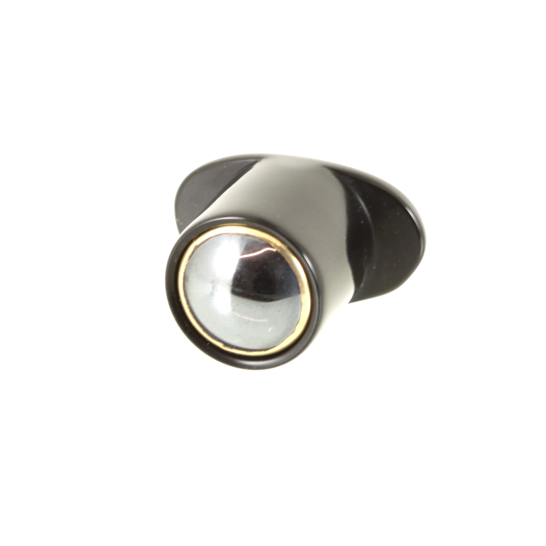 Delrin Labret Plug | Hematite & Brass - 13mm (1/2")