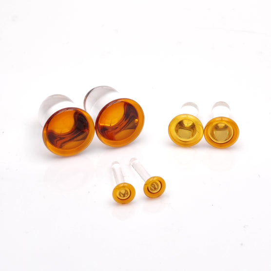 Single Flare Glass Plugs - Amber | 1 Piece