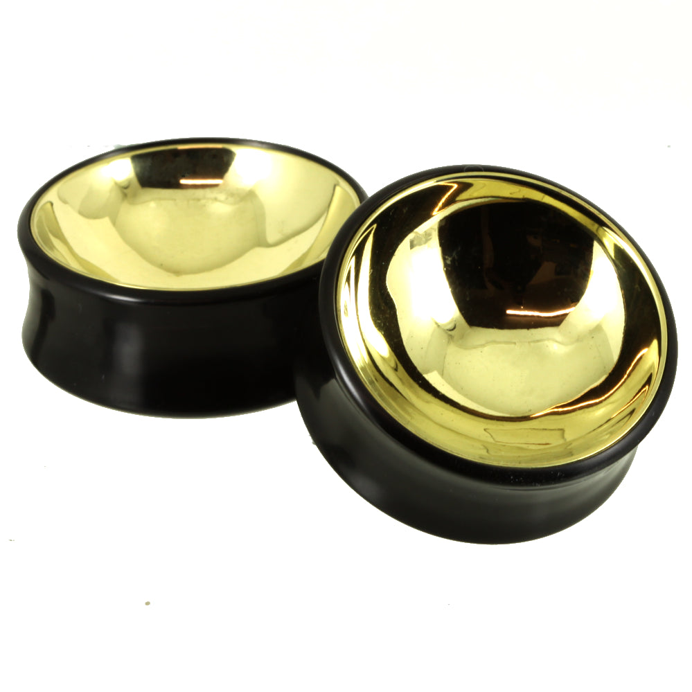 Delrin Plugs - Brass Bowl Inlay | Pair