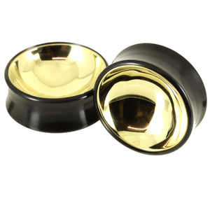 Delrin Plugs - Brass Bowl Inlay | Pair