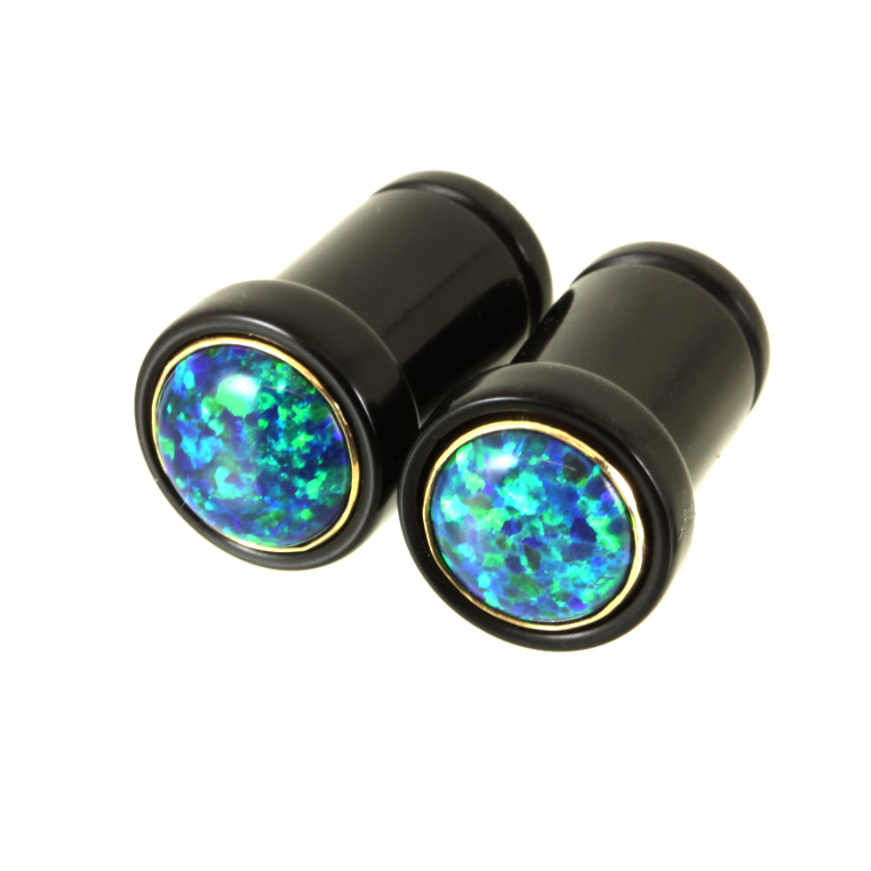 Delrin Single Flare Plugs | Black Opal Inlay