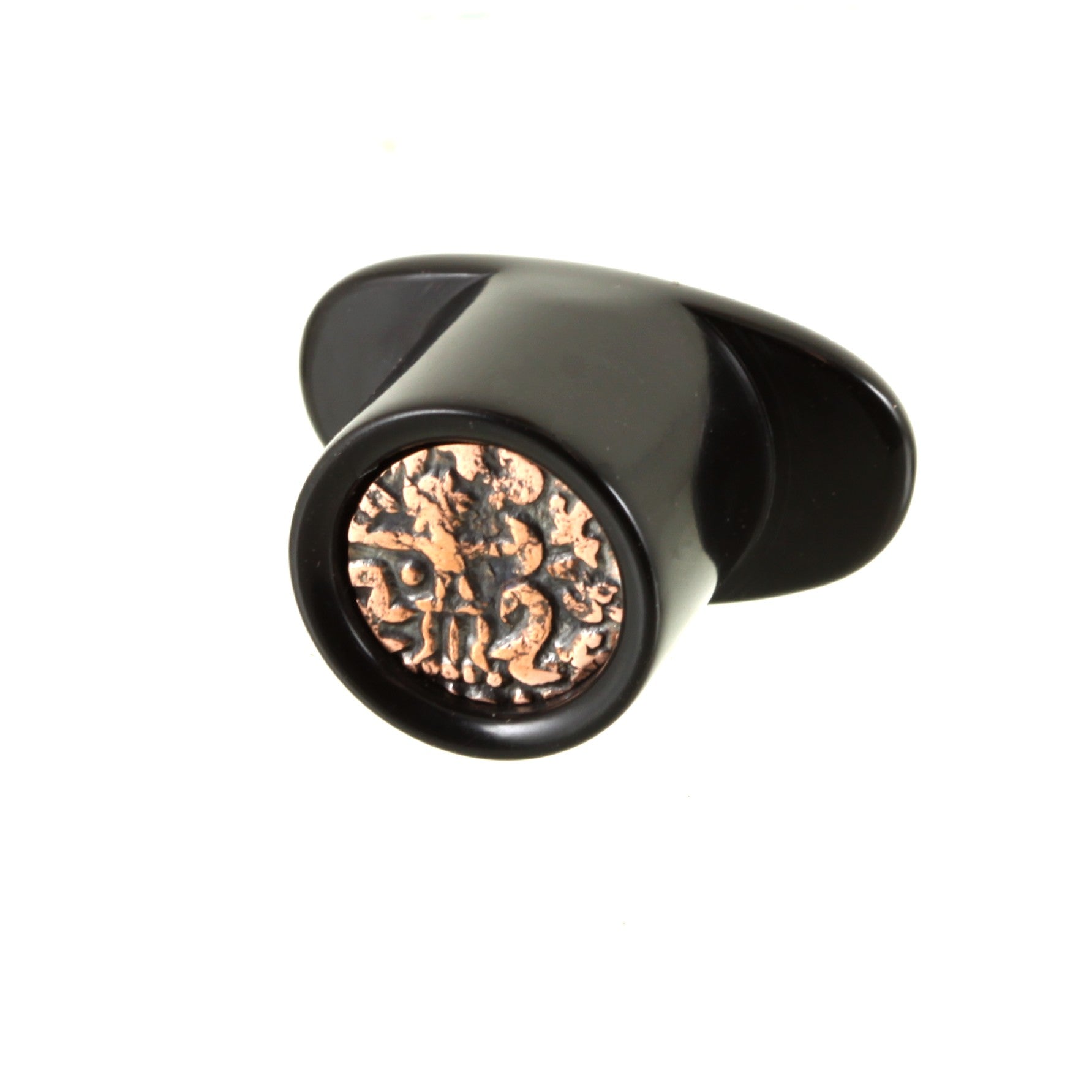Delrin Round Labret Plug - Copper Bhim Shahi Takka Coin Inlay | 13mm (1/2")