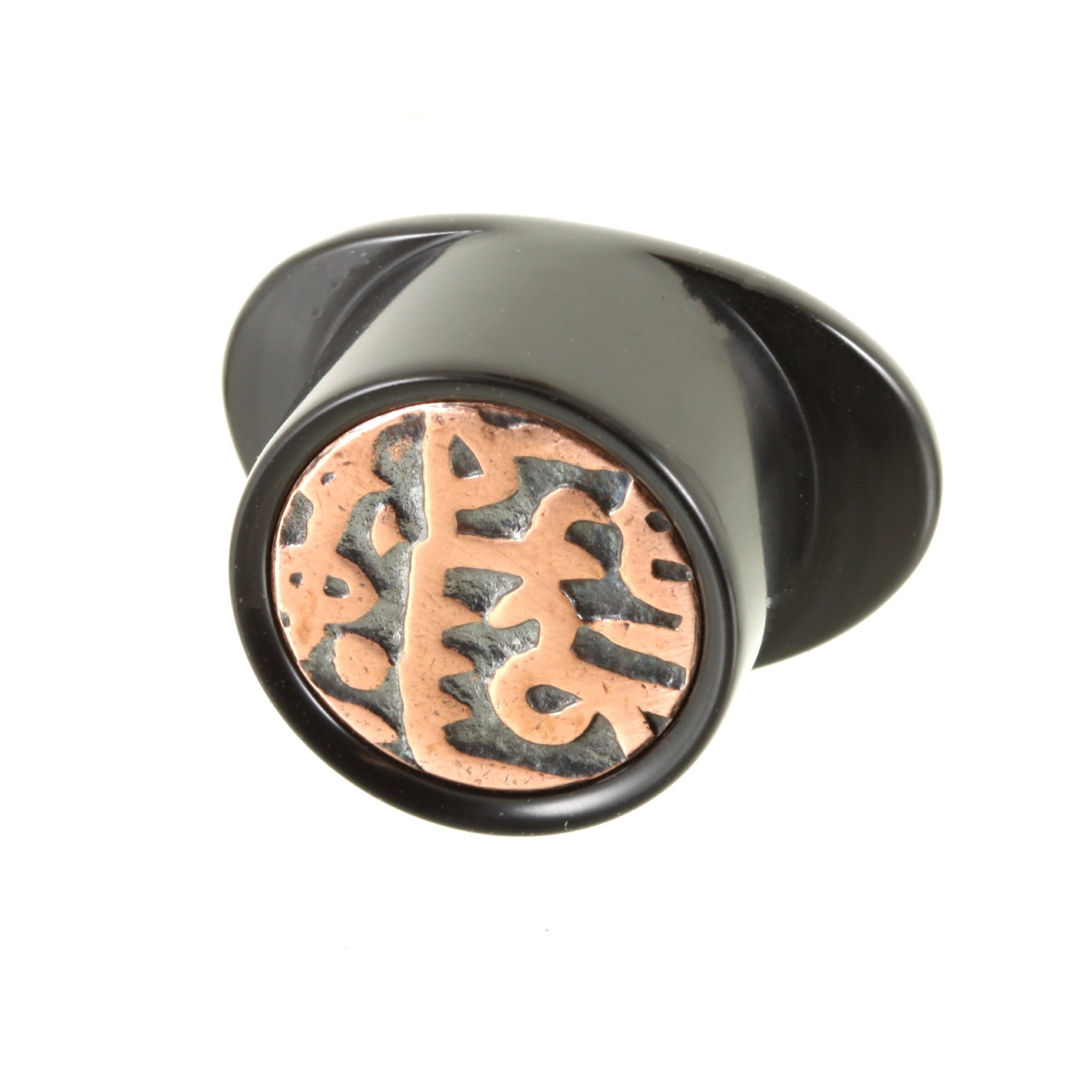 Delrin Round Labret Plug - Copper Bhim Shahi Takka Coin Inlay | 20mm