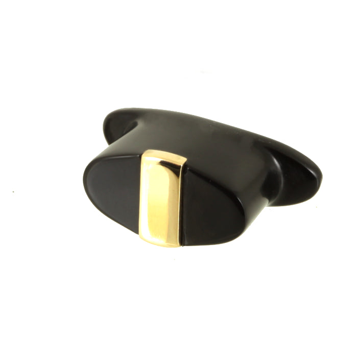 Delrin Oval Labret Plug - Gold Stripe Overlay