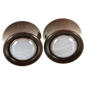 Katalox Plugs - Grey agate | 22mm (7/8")