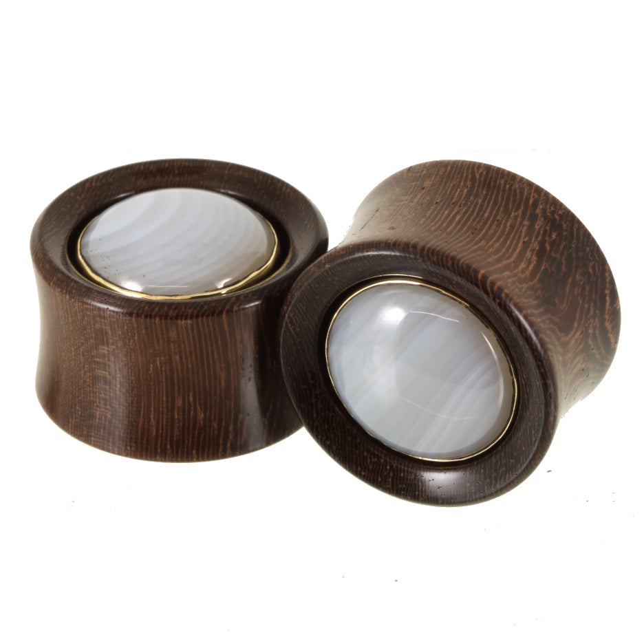 Katalox Plugs - Grey agate | 22mm (7/8")