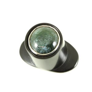 Delrin Round Labret - Mossagate & Silver | 13mm (1/2")