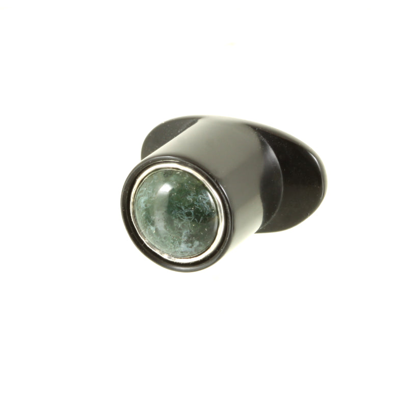 Delrin Round Labret - Mossagate & Silver | 13mm (1/2")