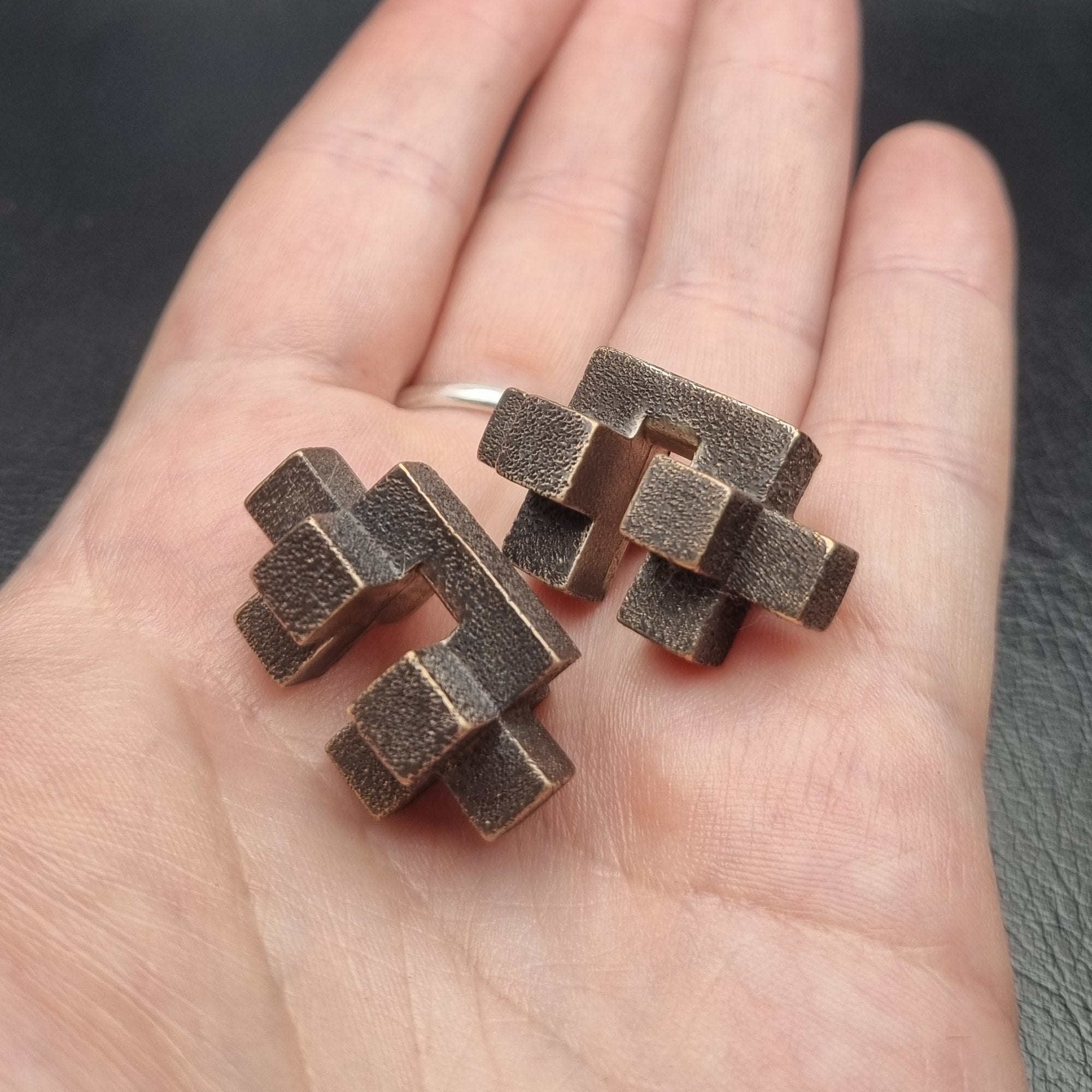 Small Cube Ear Weights - Textured