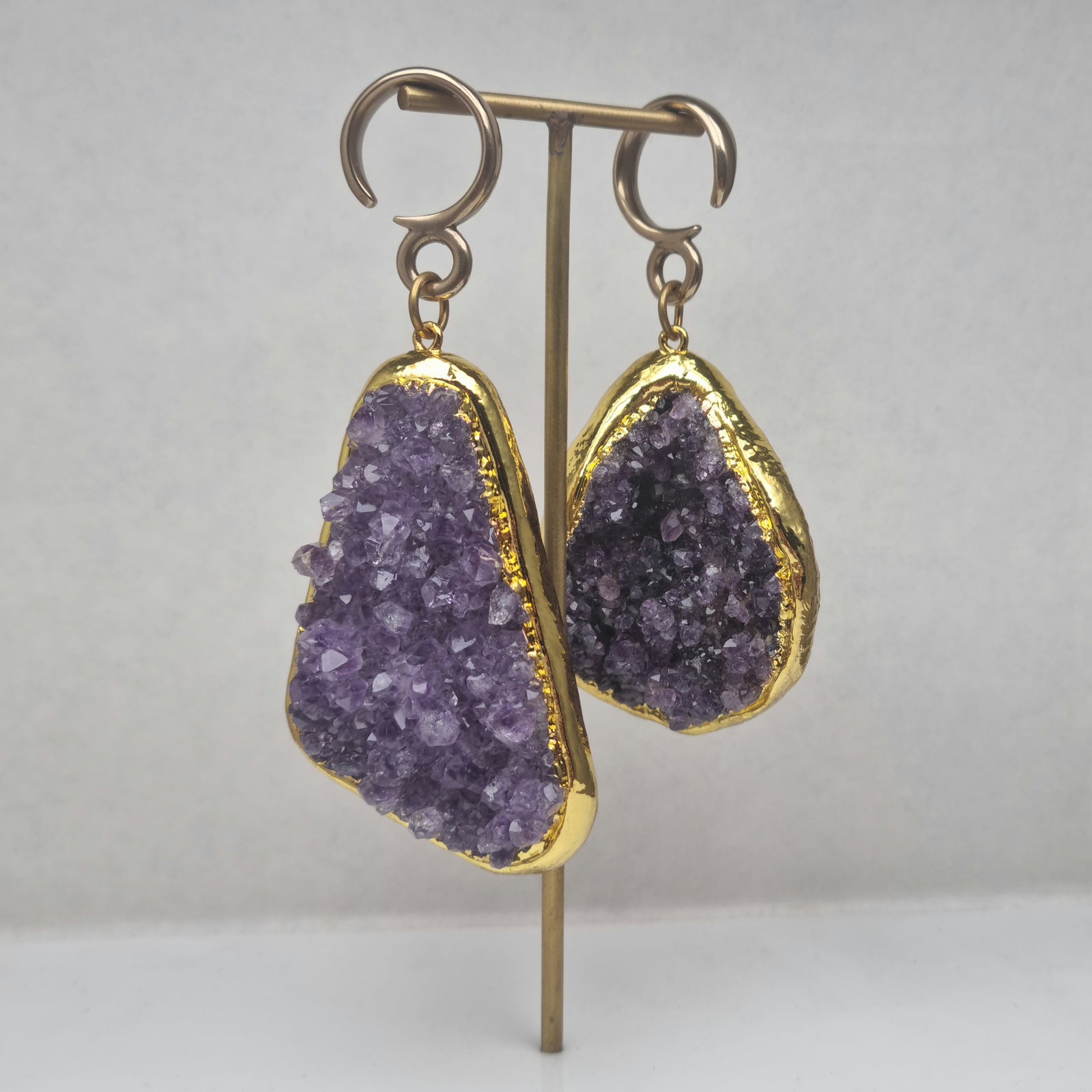 Loop Drop Ear Weights | Large Amethyst Druzy