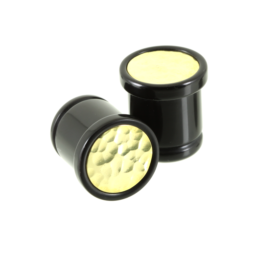 Delrin Single Flare Plugs - Hammered Inlay | Pair