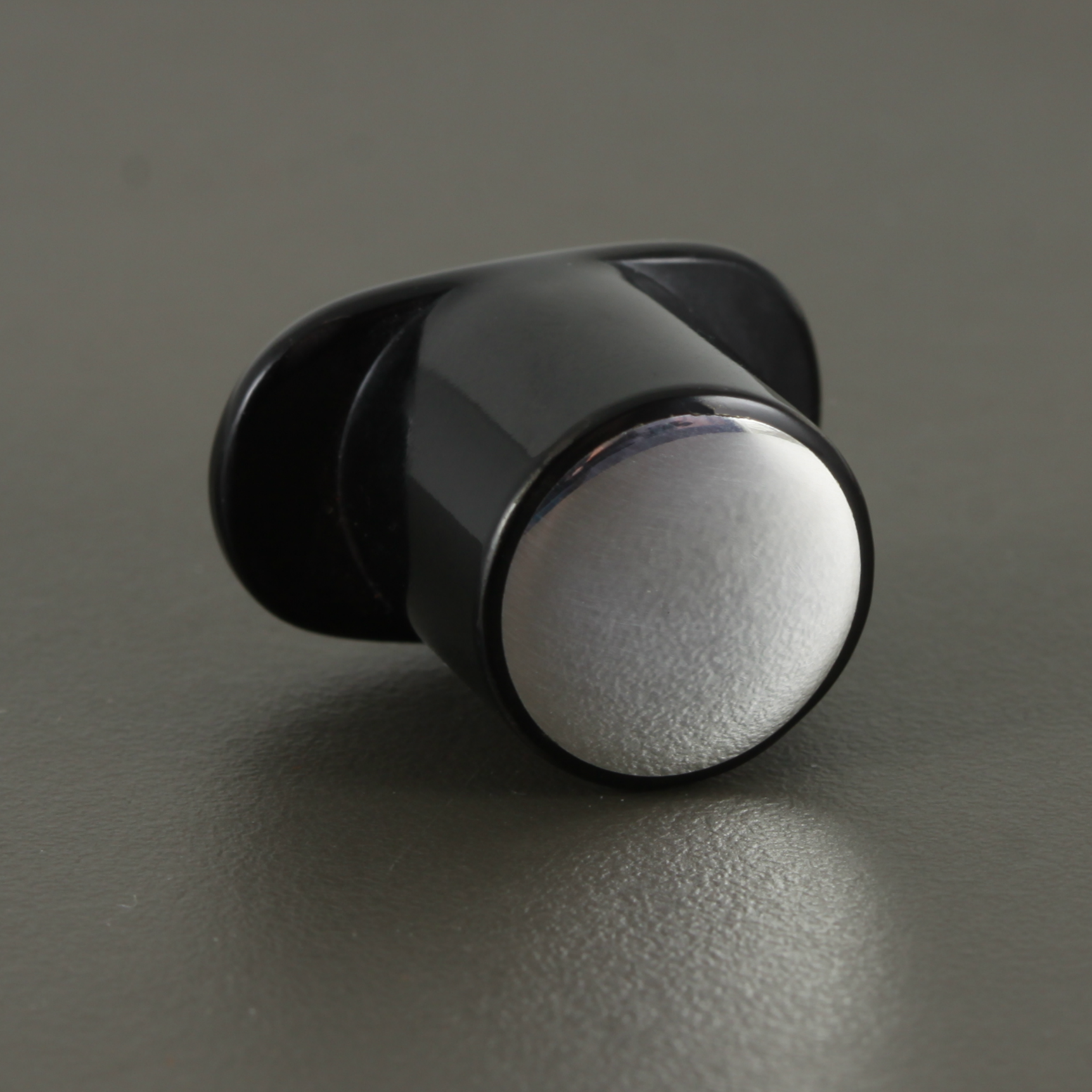 Delrin Round Labret Plug - Flush Sterling Silver Inlay