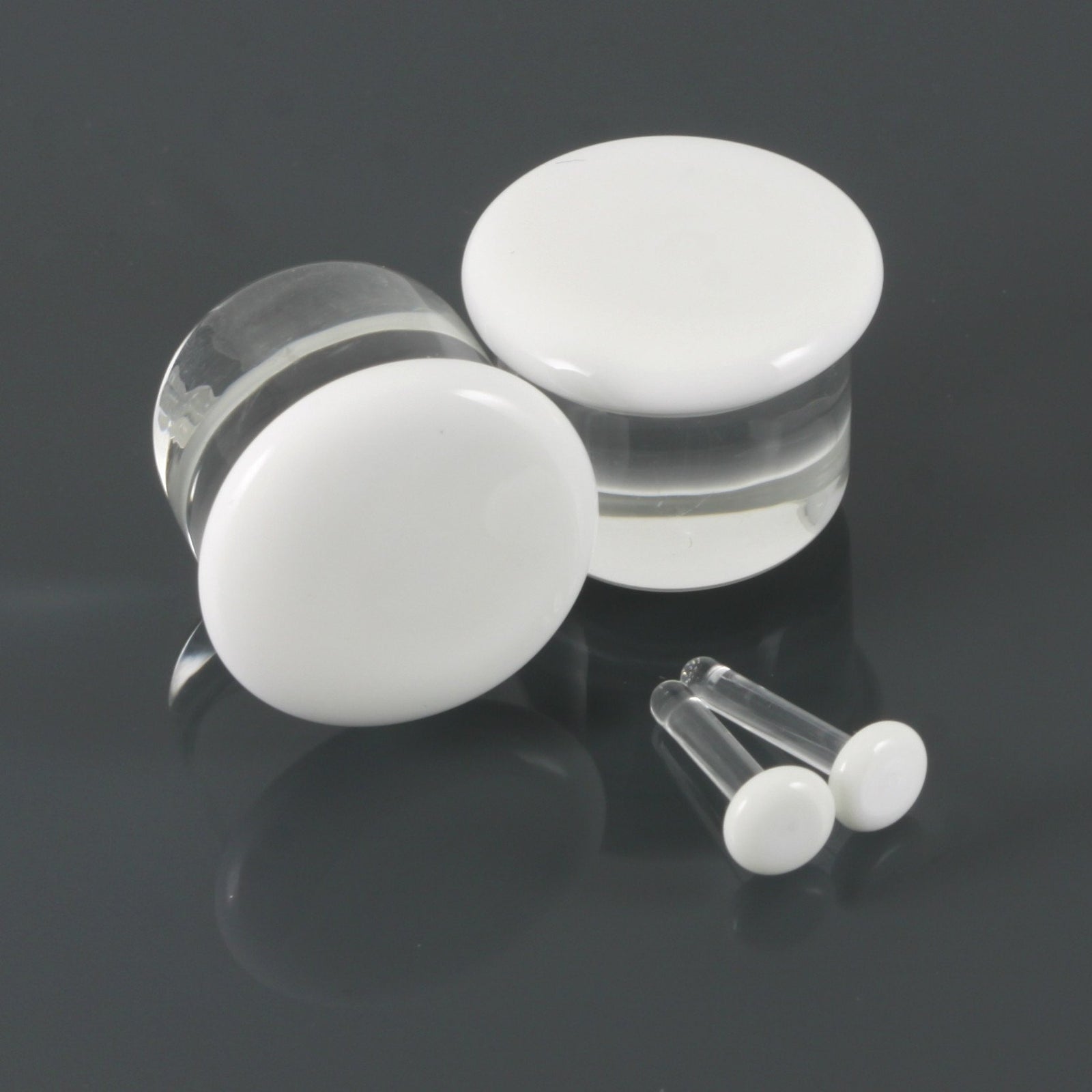 Single Flare Glass Plugs - White | 1 Piece,  - Southshore Adornments 
