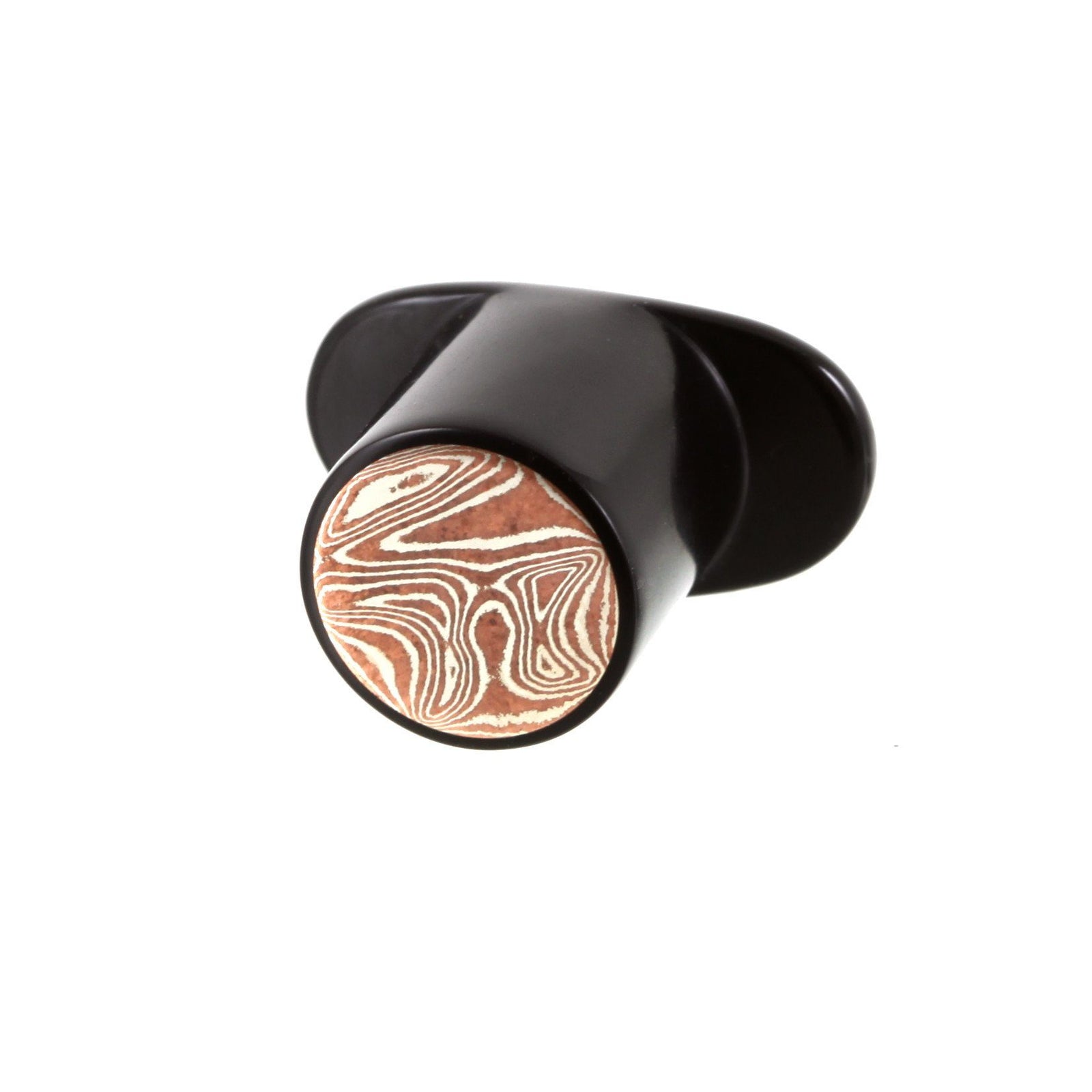 Delrin Round Labret Plug - Flush Mokume-Gane Inlay