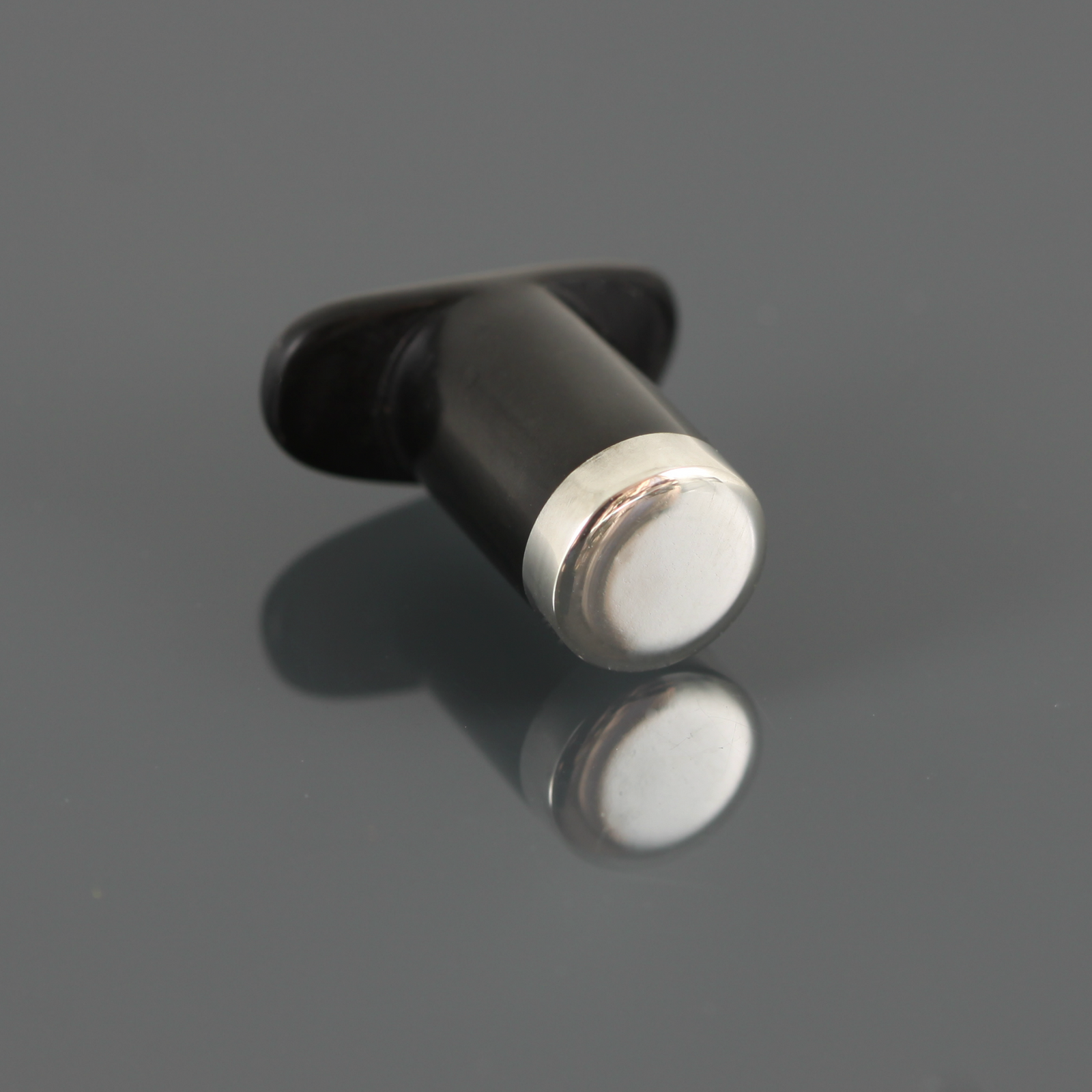 Delrin Round Labret Plug - Sterling Silver Cap