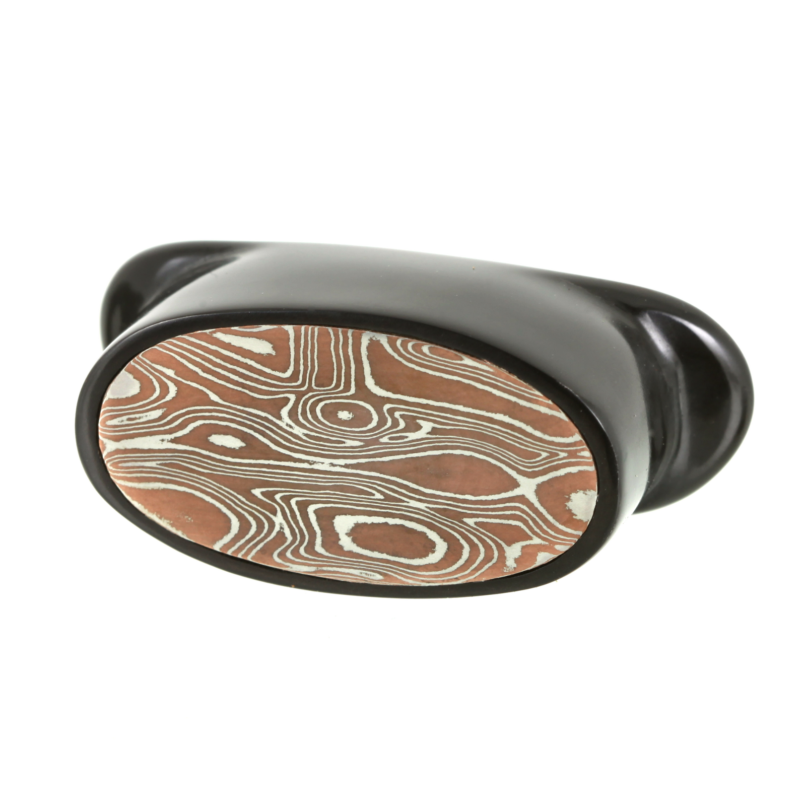 Delrin Oval Labret Plug - Flush Mokume-Gane Inlay