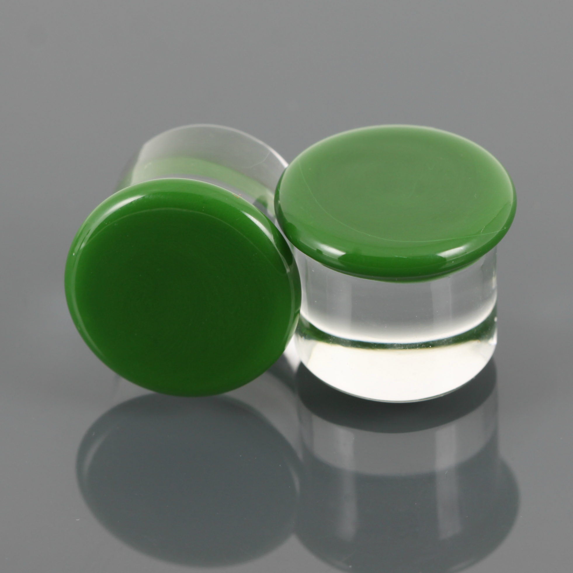 Single Flare Glass Plugs - Opaque Green | 1 Piece