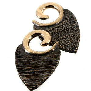 Texture Leaf Ear Weights | Bronze Southshore - 1