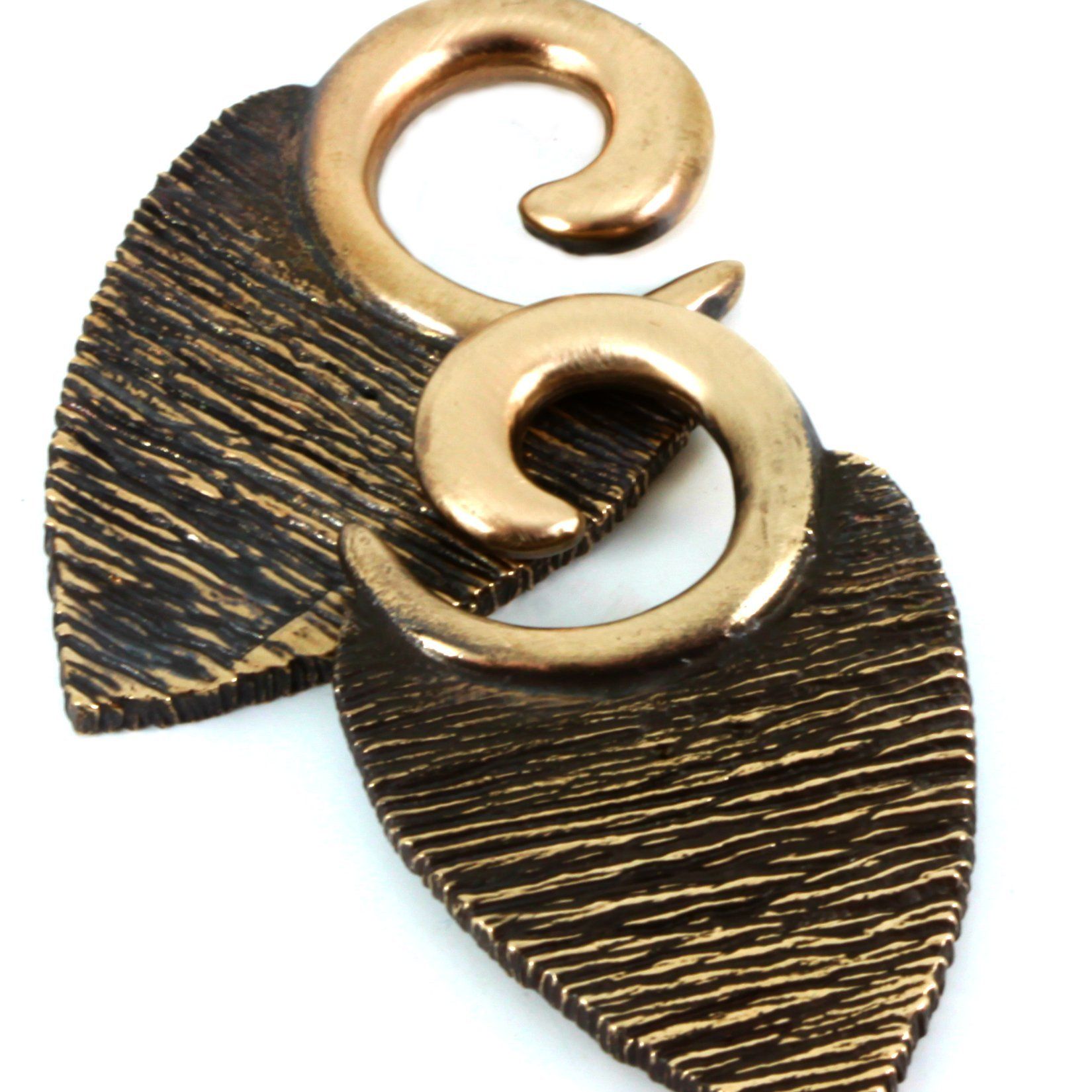 Texture Leaf Ear Weights | Bronze,  - Southshore Adornments 